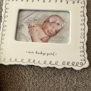 Demdaco White Picture Frame with Gray Scroll Accents